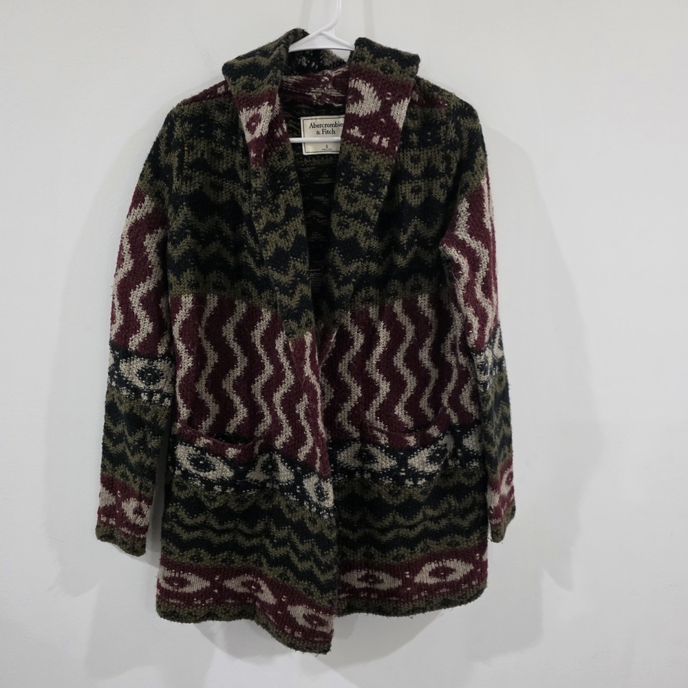 Abercrombie And Fitch Womens Hooded‎ Cardigan Size Small Wool Alpaca Nordic
